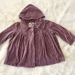 VTG RARE Juicy Couture Mauve Purple Velour Hooded Cape Sweater Jacket Size Small